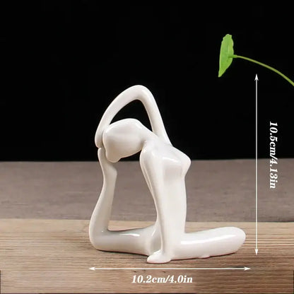 Abstract white porcelain yoga figure living room decor sculpture