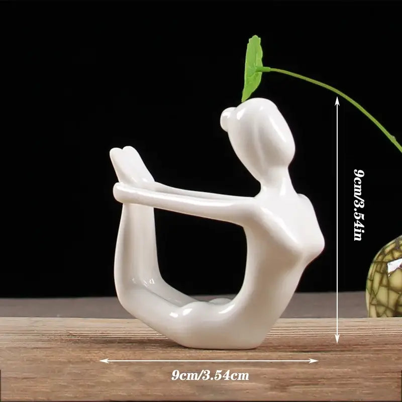 Abstract white porcelain yoga figure living room decor sculpture