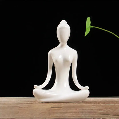 Abstract white porcelain yoga figure living room decor sculpture