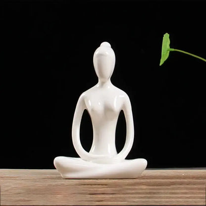 Abstract white porcelain yoga figure living room decor sculpture