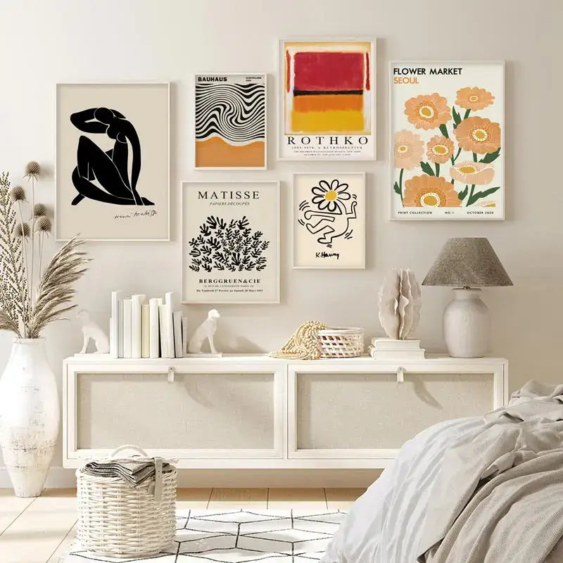 Abstract yayoi kusama wall art – living room framed flower prints