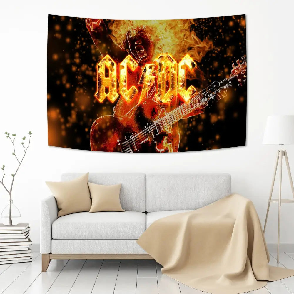Ac/dc band tapestry wall hanging – bedroom tiger logo decor