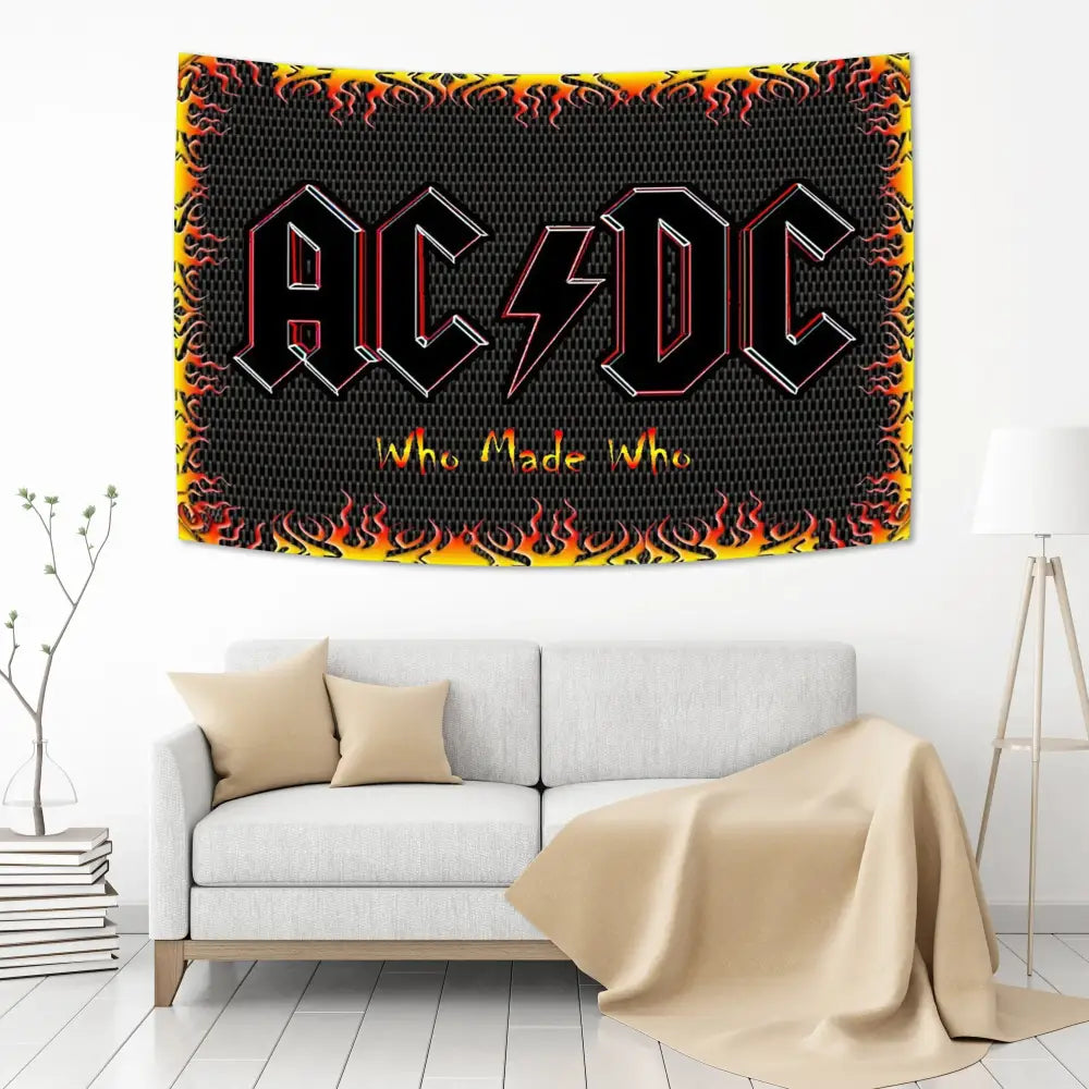 Ac/dc band tapestry wall hanging – bedroom tiger logo decor