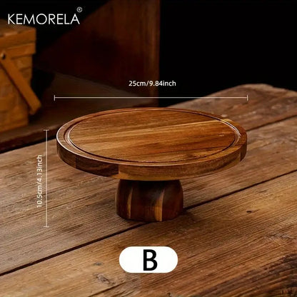 Acacia wood cake stand with glass dome – kitchen dessert display