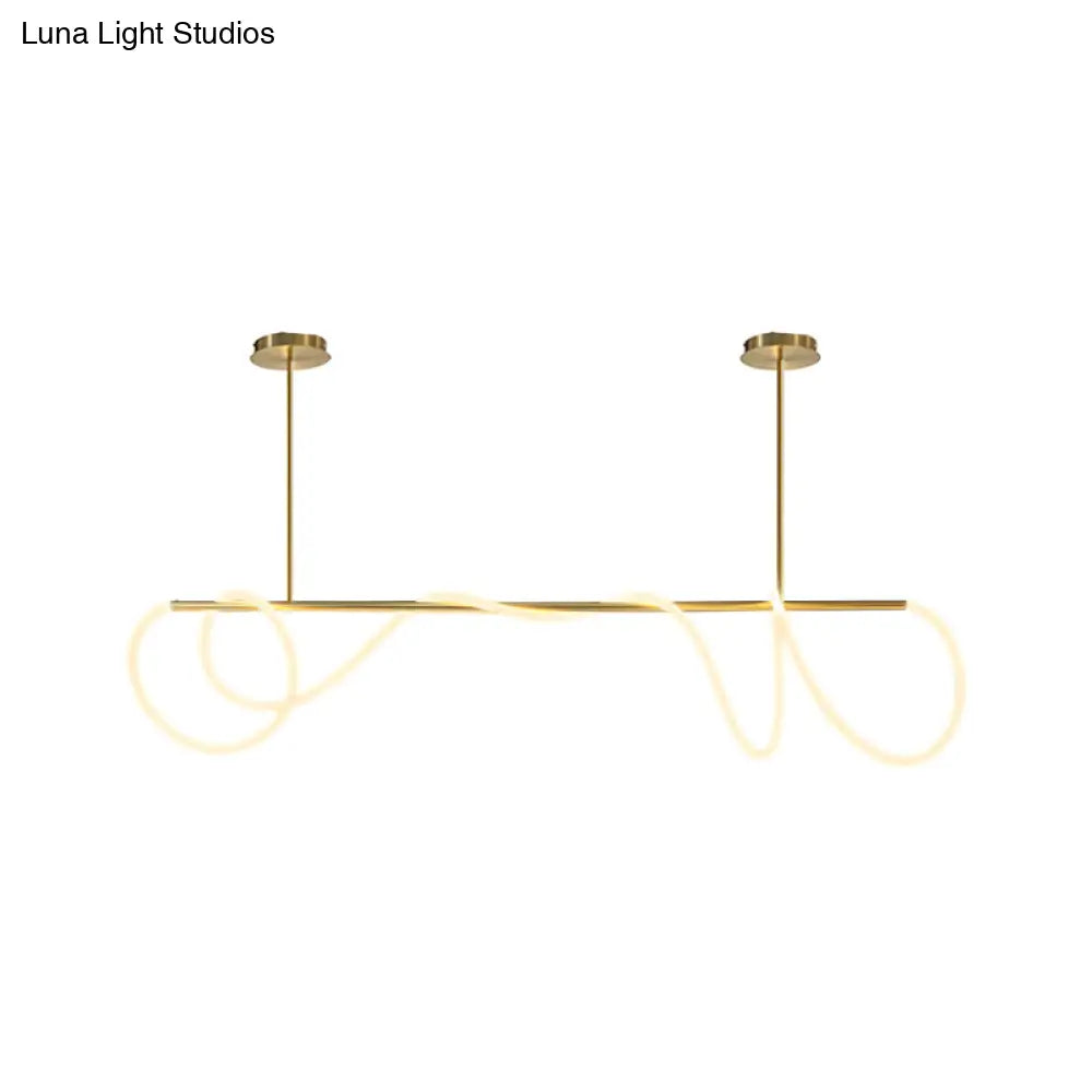 DecorBites™ Acrylic Flex Tube Suspension Light: Minimalist LED Island Lamp in Gold with Linear Arm - Warm/White/Natural Light