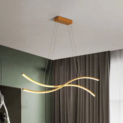 DecorBites™ Acrylic Linear Island Pendant Lighting - Simple LED Chandelier Light in Gold - Warm/White Light - 31.5"/39"/47" Width