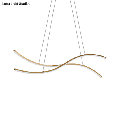 DecorBites™ Acrylic Linear Island Pendant Lighting - Simple LED Chandelier Light in Gold - Warm/White Light - 31.5"/39"/47" Width
