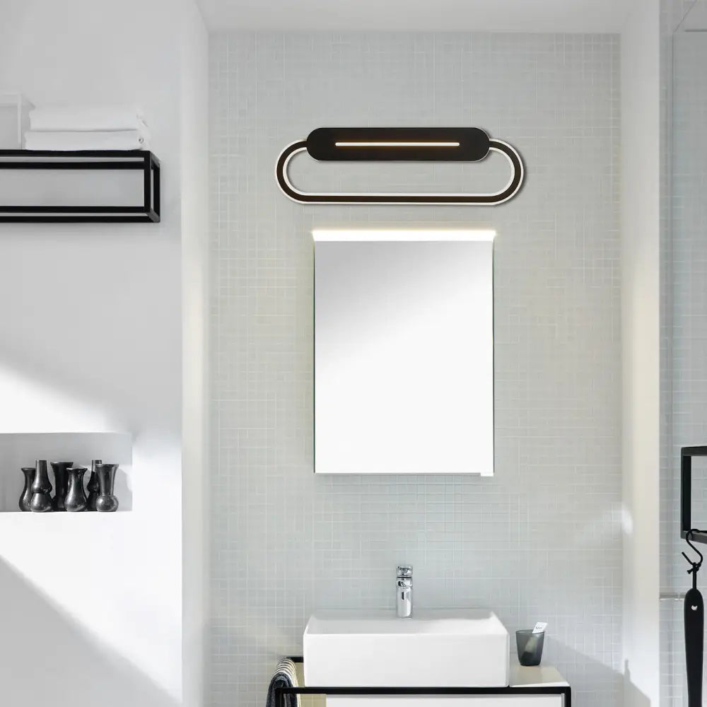 DecorBites™ Acrylic Oval LED Wall Sconce with Modern Styling and Warm/White Light - Available in Black/White Mirror Finish - 3 Width Options (18"/23.5"/31.5")