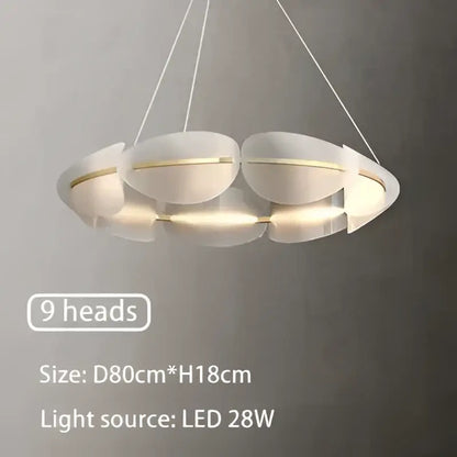 Modern gold acrylic ring chandelier dining room frosted glass light