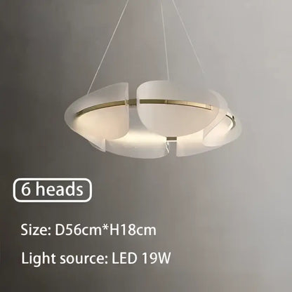 Modern gold acrylic ring chandelier dining room frosted glass light