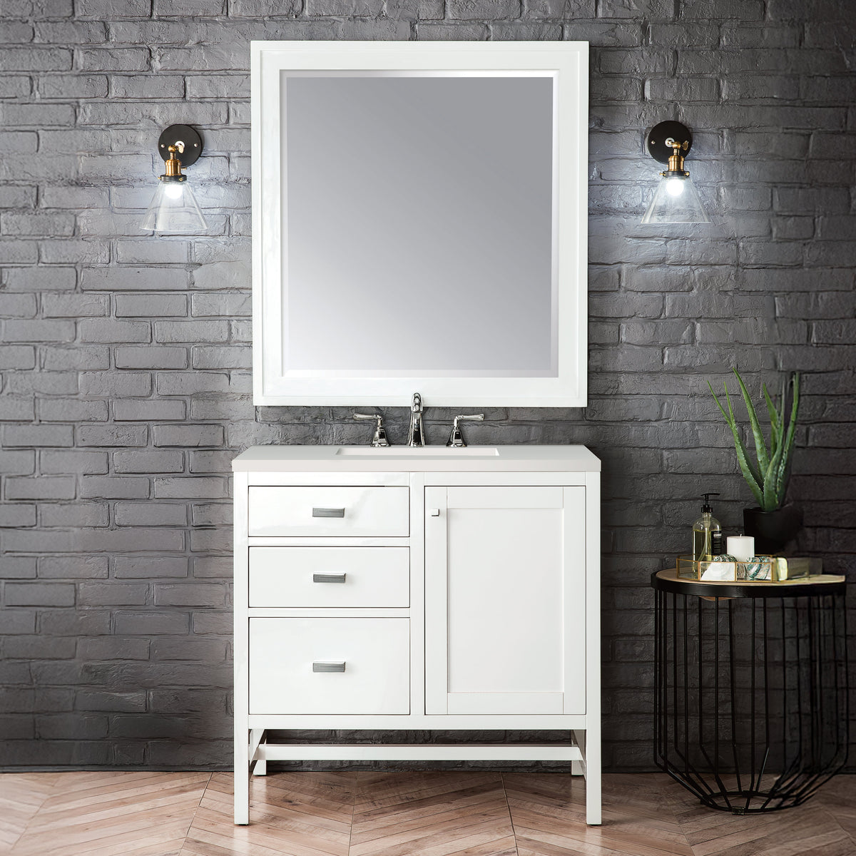 James Martin Addison 36" Single Bathroom Vanity, Glossy White