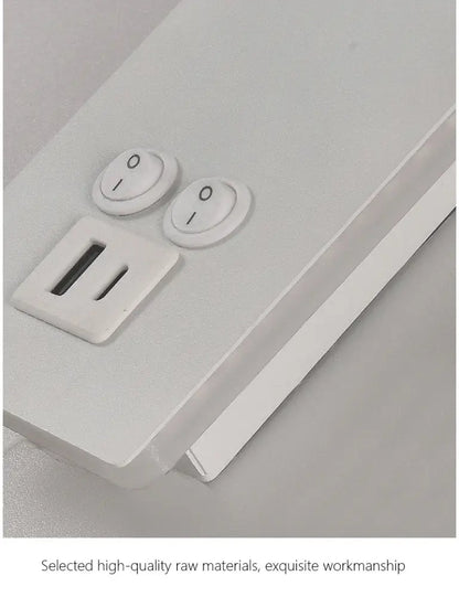 Adjustable black brass wall lamp with usb port for bedroom