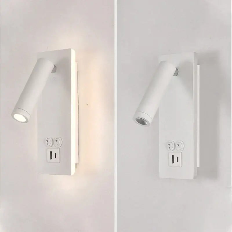 Adjustable black brass wall lamp with usb port for bedroom