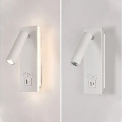 Adjustable black brass wall lamp with usb port for bedroom