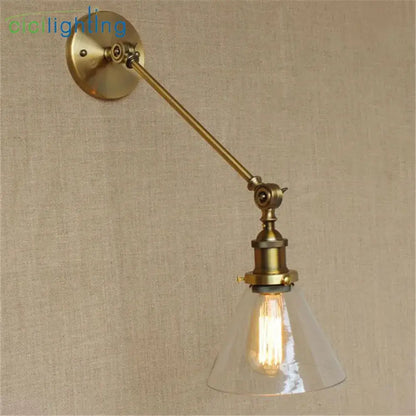 Adjustable brass wall sconce with glass dome bedroom wall lamp