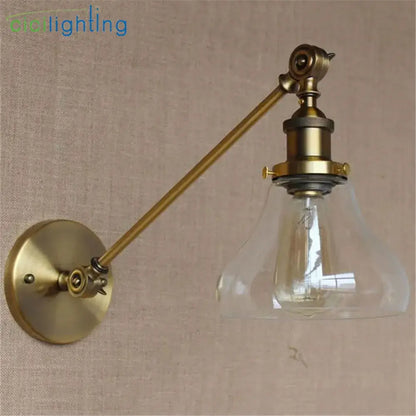 Adjustable brass wall sconce with glass dome bedroom wall lamp
