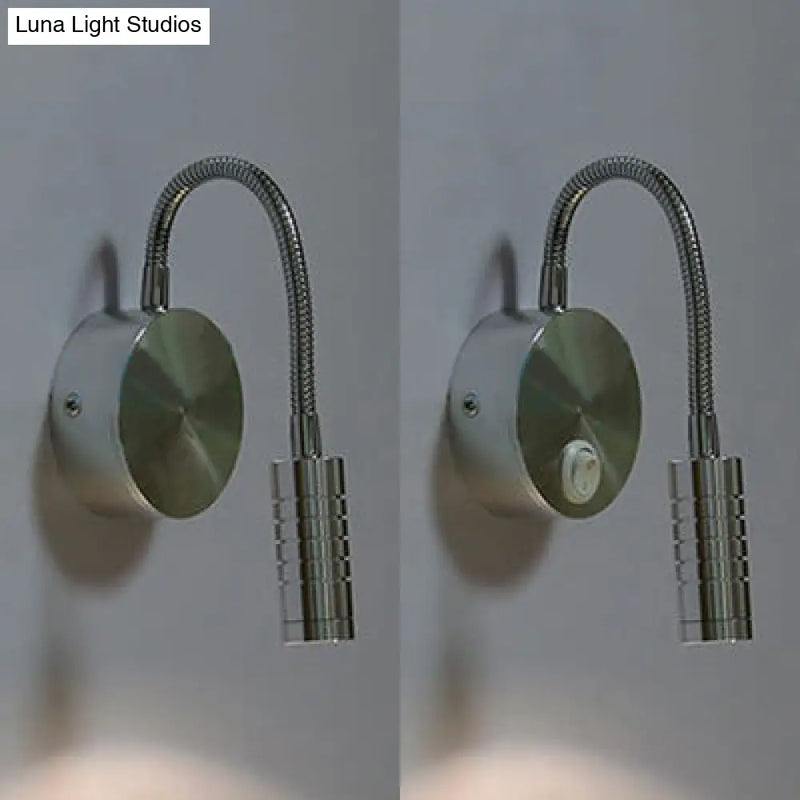 DecorBites™ Adjustable Chrome Cylinder Wall Mount LED Sconce in Warm/White Lighting - Modern Metal Lamp
