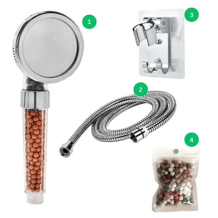 Adjustable high pressure shower head with filter beads for bathroom