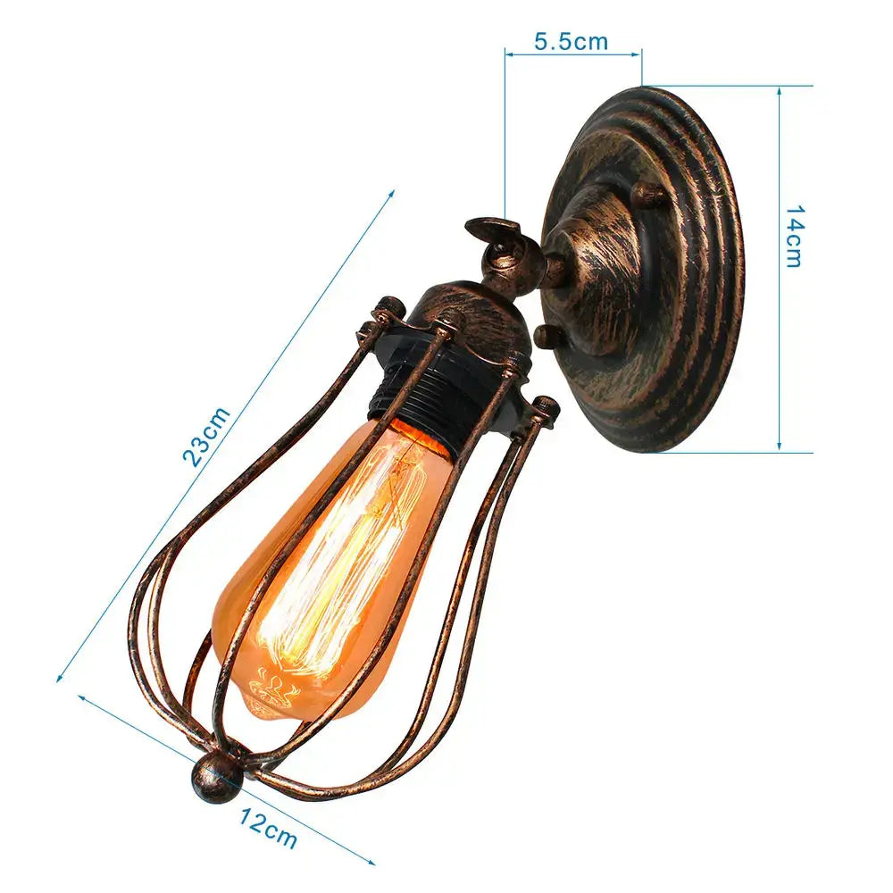 Adjustable industrial wall light in bronze for bedroom and hallway