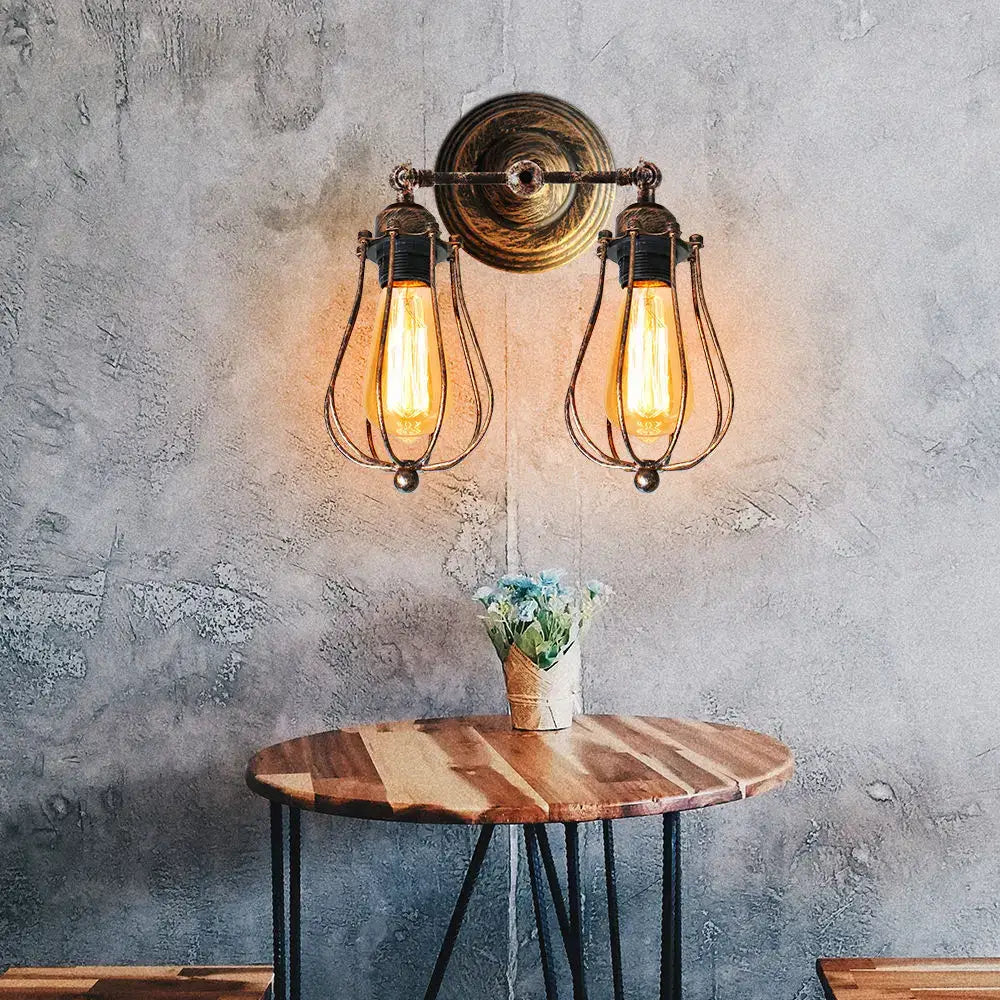 Adjustable industrial wall light in bronze for bedroom and hallway