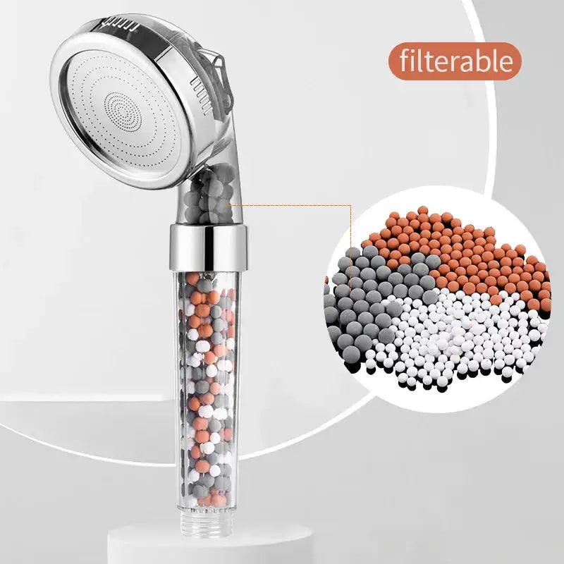 Adjustable jetting shower head bathroom high pressure filtered beads
