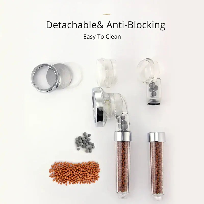 Adjustable jetting shower head bathroom high pressure filtered beads