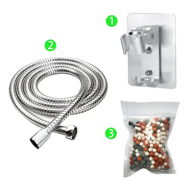 Adjustable jetting shower head bathroom high pressure filtered beads