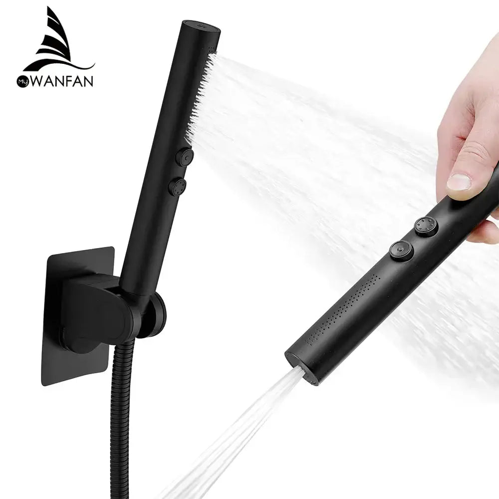 Adjustable matte black stainless steel shower head bathroom spray