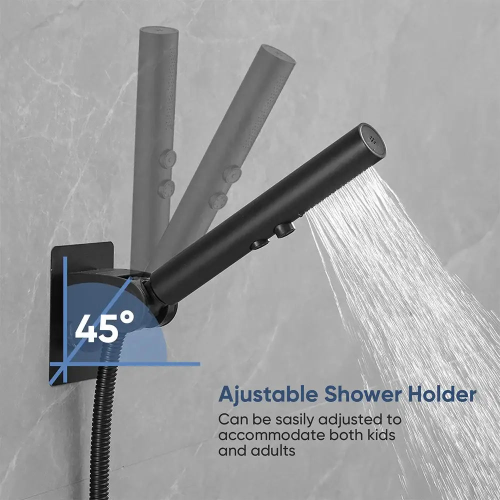Adjustable matte black stainless steel shower head bathroom spray