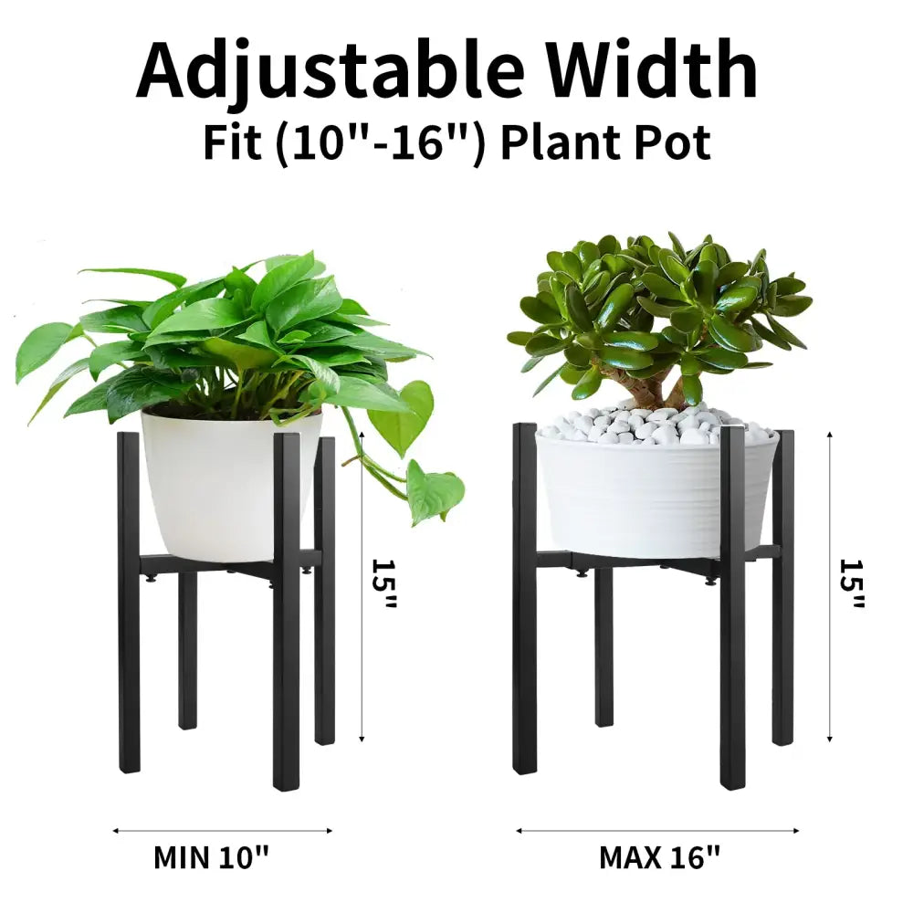 Adjustable black metal plant stand for living room sturdy support