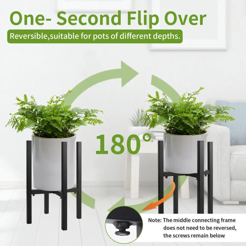 Adjustable black metal plant stand for living room sturdy support