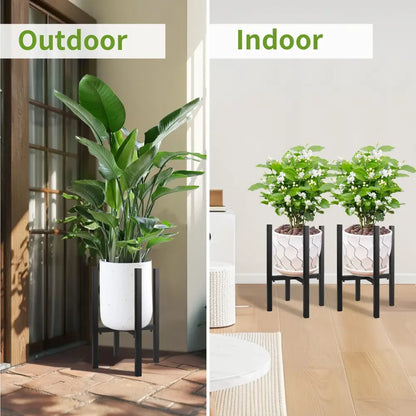 Adjustable black metal plant stand for living room sturdy support