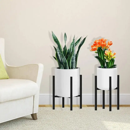 Adjustable black metal plant stand for living room sturdy support
