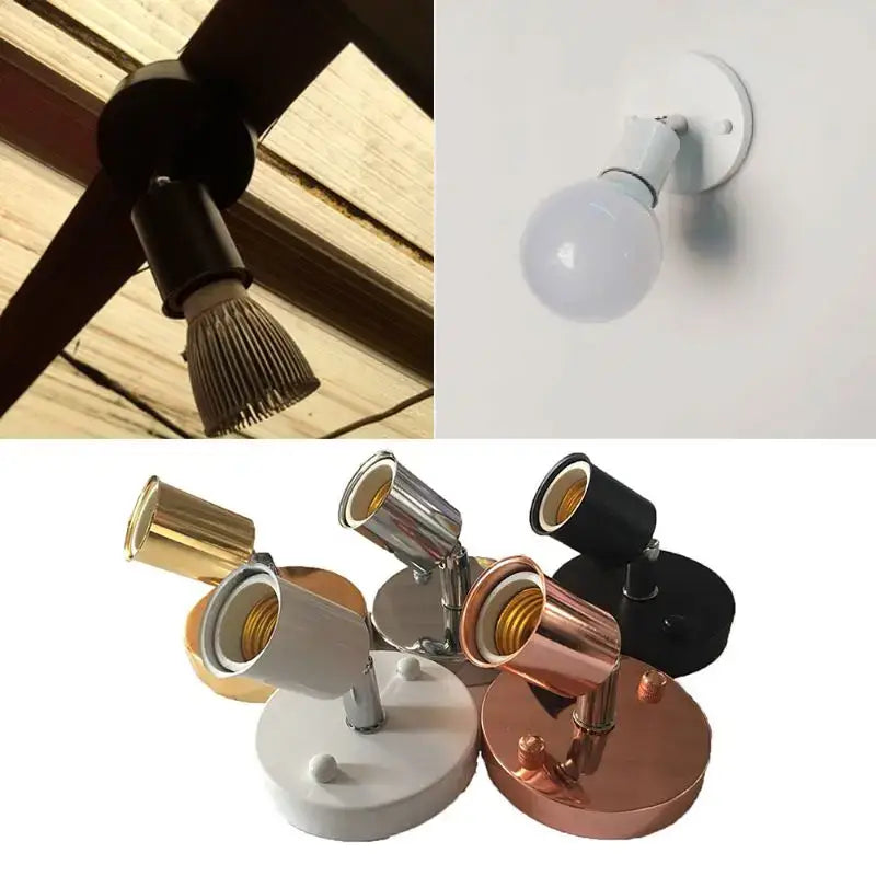Adjustable metallic e27 ceramic screw wall lamp bedroom spotlight
