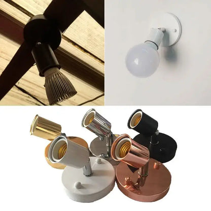 Adjustable metallic e27 ceramic screw wall lamp bedroom spotlight