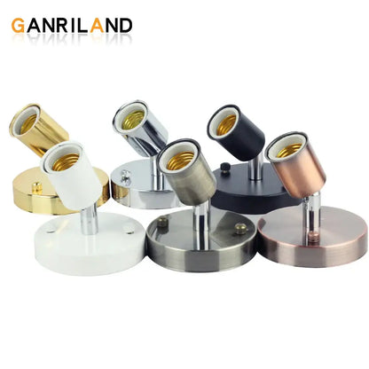 Adjustable metallic e27 ceramic screw wall lamp bedroom spotlight