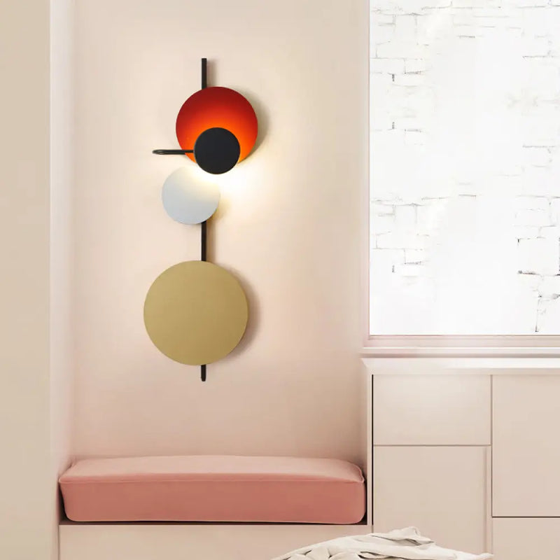 DecorBites™ Adjustable Metallic LED Wall Light: Contemporary Sconce Fixture for Living Room in Red/Pink/Blue