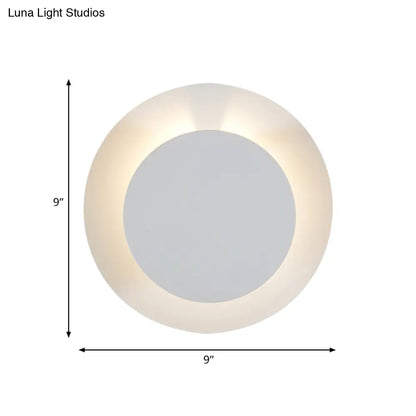 DecorBites™ Adjustable Minimalist LED Metallic Disc Wall Sconce Lamp - White Wall Mount Light Fixture