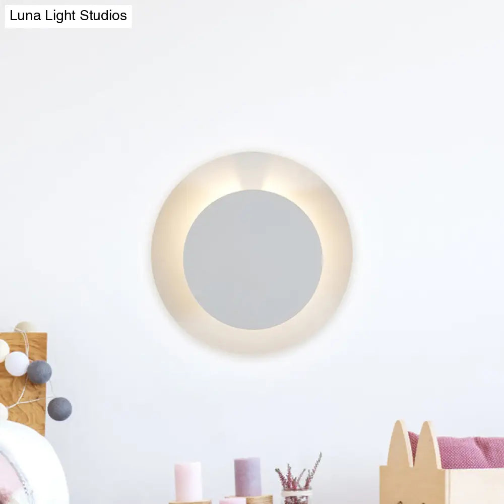 DecorBites™ Adjustable Minimalist LED Metallic Disc Wall Sconce Lamp - White Wall Mount Light Fixture