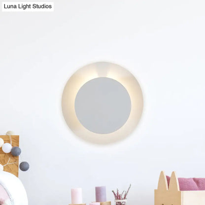 DecorBites™ Adjustable Minimalist LED Metallic Disc Wall Sconce Lamp - White Wall Mount Light Fixture