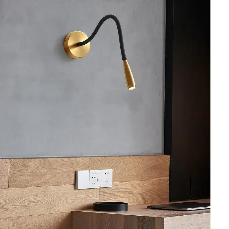 Adjustable nordic bronze wall lamp bronze & black bedroom reading light