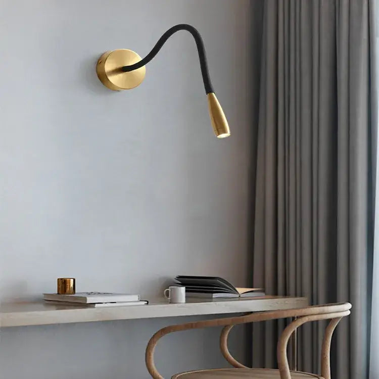 Adjustable nordic bronze wall lamp bronze & black bedroom reading light