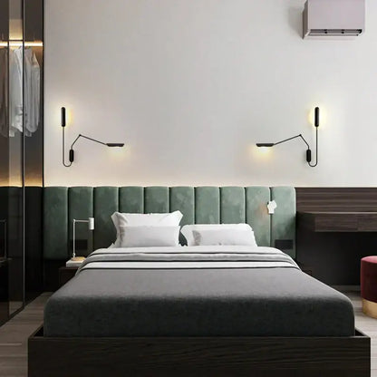 Adjustable retro wall lamp black bedroom reading light