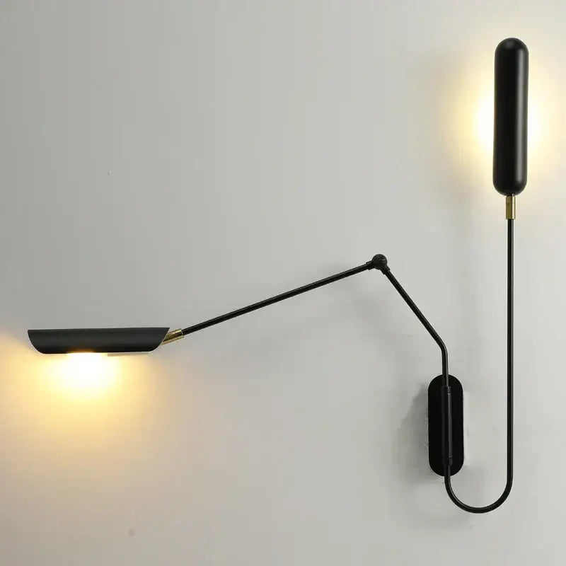 Adjustable retro wall lamp black bedroom reading light