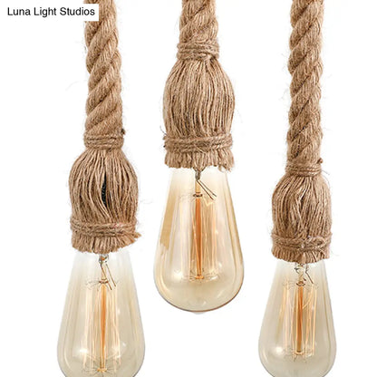 DecorBites™ Adjustable Rope Exposed Island Light - Retro Industrial 5/6-Light - Beige/Light Yellow