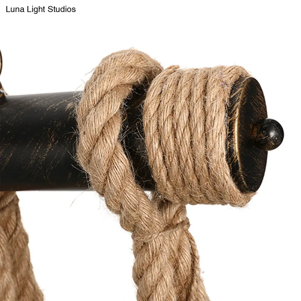 DecorBites™ Adjustable Rope Exposed Island Light - Retro Industrial 5/6-Light - Beige/Light Yellow