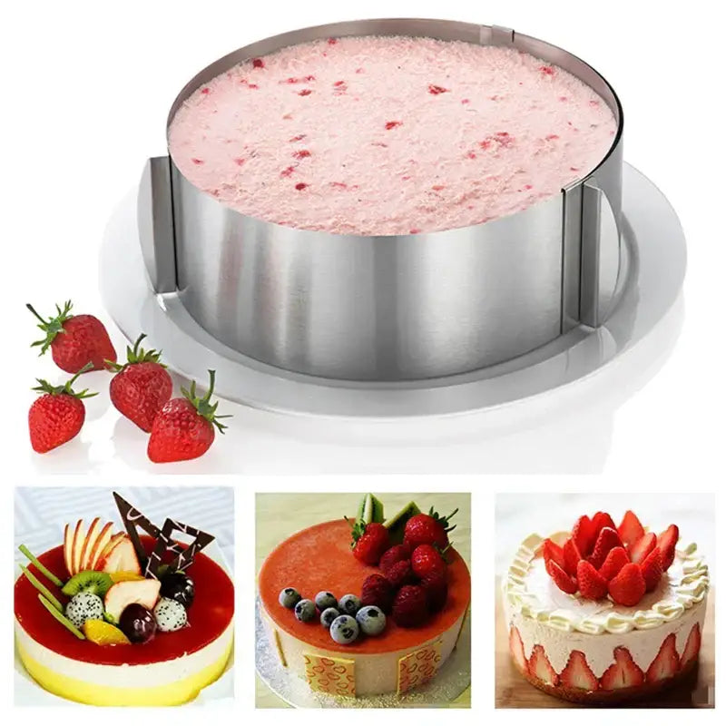 Adjustable stainless steel cake slicer mousse ring round kitchen tool
