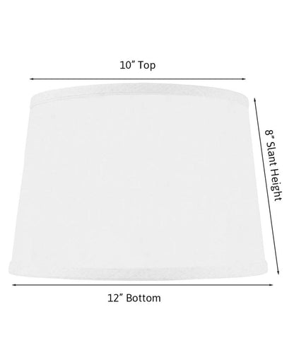 10x12x8" CLIP-ON FITTER Hardback Shallow Drum Lamp Shade White Linen