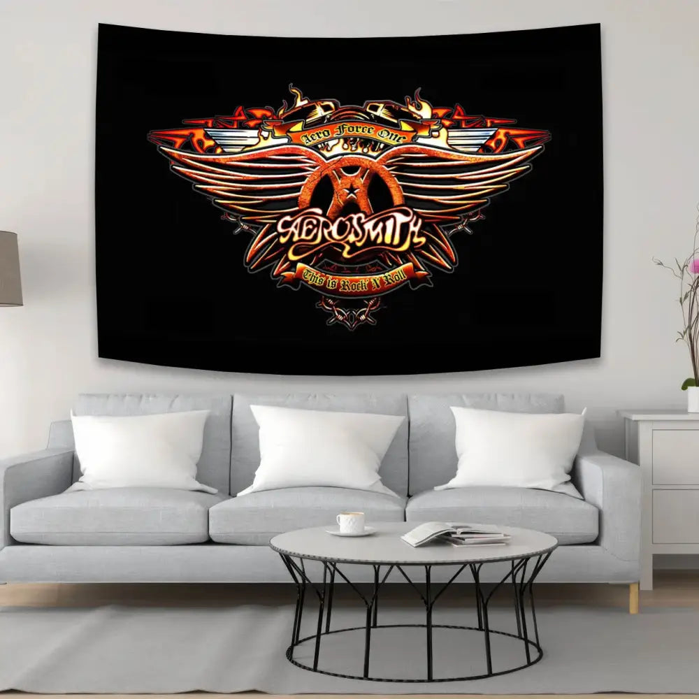 Aerosmith band tapestry red & yellow bedroom wall hanging