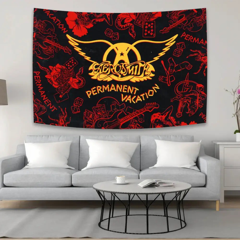 Aerosmith band tapestry red & yellow bedroom wall hanging
